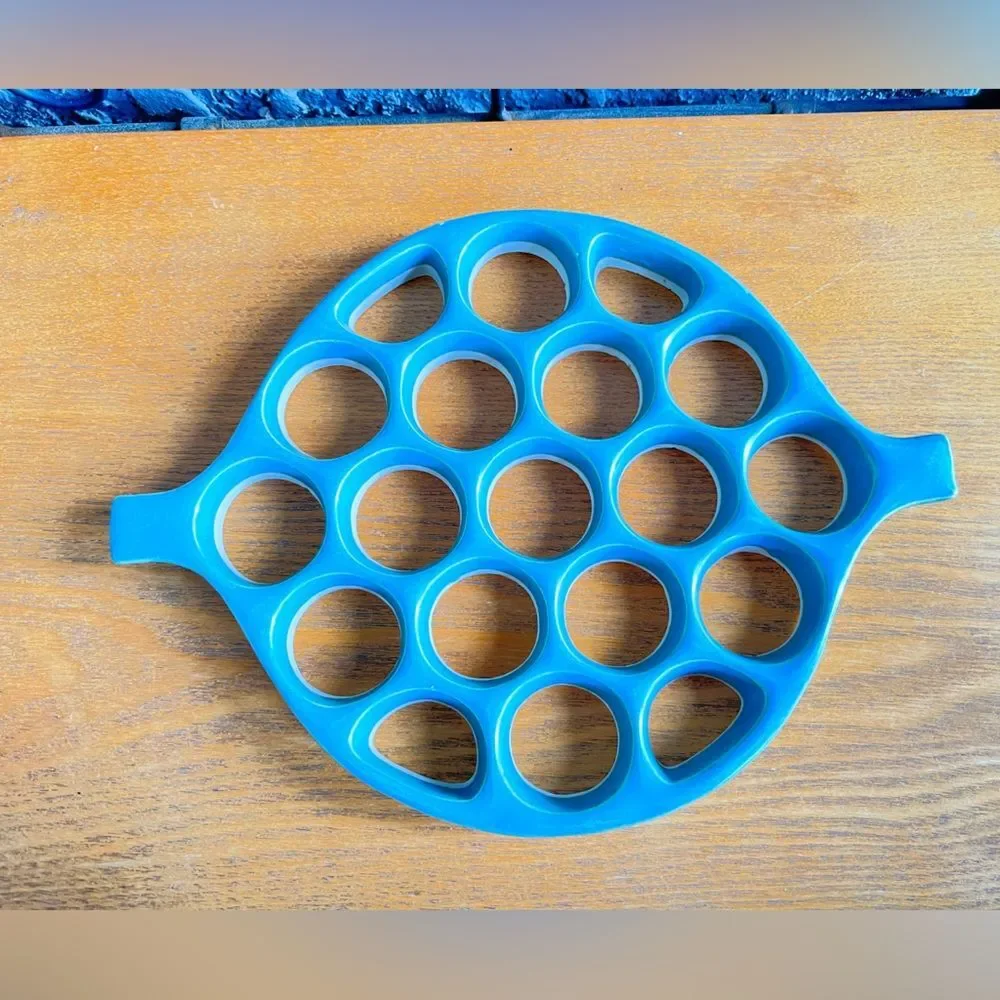 Honeycomb Pottery Trivet Teal Blue Color